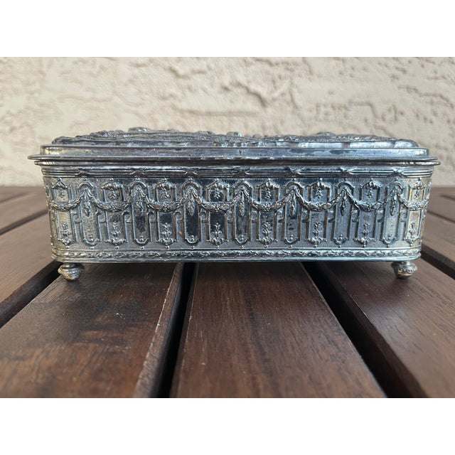Jennings Bros. Antique Silver Plate England Jennings Brothers Jewelry Box For Sale - Image 4 of 6