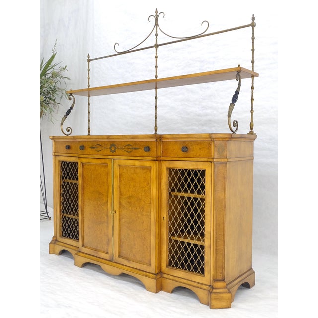 Regency Gallery Etagere Top Light Burl Walnut Sideboard Credenza c1920s MINT! For Sale - Image 6 of 18