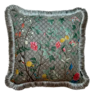 Gucci Gg Logo Tree of Life Tian Chinoiserie Vintage Silk Scarf Pillow