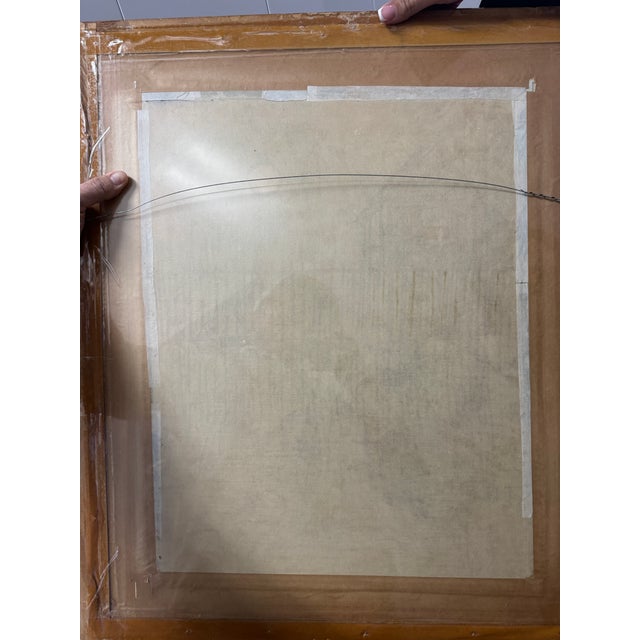 Teal Vintage Signed Chuah Thean Teng Batik Painting, Moonlit Village Scene, Malaysia C. 1960s For Sale - Image 8 of 9