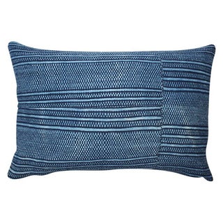 Vintage Indigo Kilim Lumbar Pillow For Sale