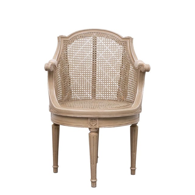 Louis XVI Style Barrel Cane Desk Chair, 1900 For Sale - Image 13 of 13