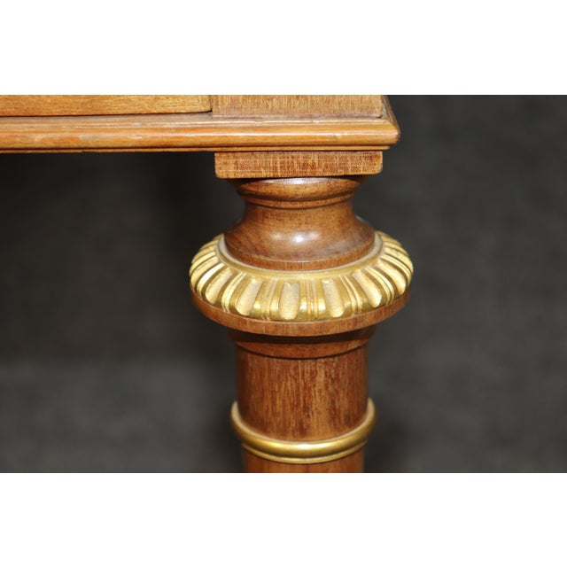 19th C French Louis XVI Style Leather Top and Bronze Ormolu Desk With Pull Panel For Sale - Image 12 of 16