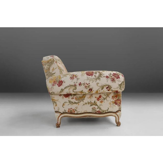 Mid-Century Modern French Floral Lounge Chair For Sale - Image 3 of 12