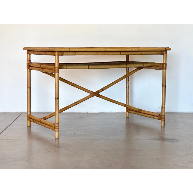 1970s Vintage Wicker and Bamboo Desk, 1970s For Sale - Image 5 of 13