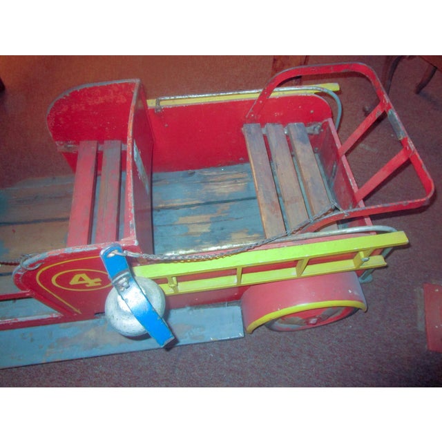 Red 1940s Coney Island Amusement Park Kiddie Car Fire Engine in Original Condition For Sale - Image 8 of 9