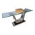 Elite Modern Glass Console Table With Stainless Steel Ribbon Pedestal For Sale