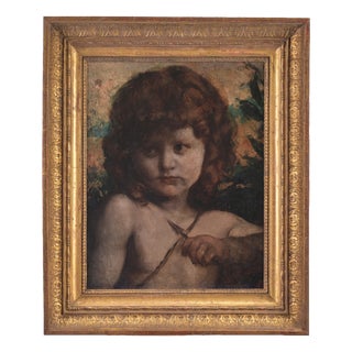 Hugo Crola, Cupid, 1900s, Oil Painting on Canvas, Framed For Sale
