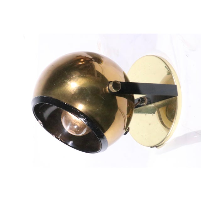 Mid 20th Century Mid Century Brass Ball Pin Up Sconces Wall Light Spotlight Light Table Lamps - Pair For Sale - Image 13 of 14