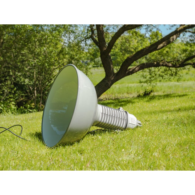 Gray HDK Grey Enamel and Aluminum Factory Pendant Light from Philips, Holland, 1950s For Sale - Image 8 of 14