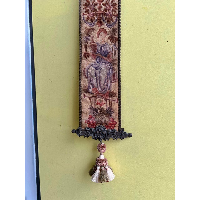 Late 19th Century Vintage Needlepoint Servant Bell Pull Hand & Tassel For Sale - Image 5 of 9