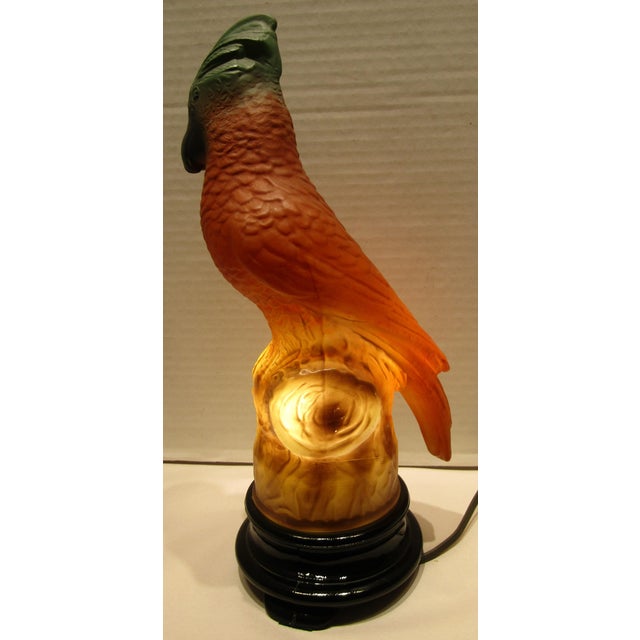 Rare Original Tiffin Art Deco Glass Parrot Lamp Circa 1930s For Sale In Miami - Image 6 of 13