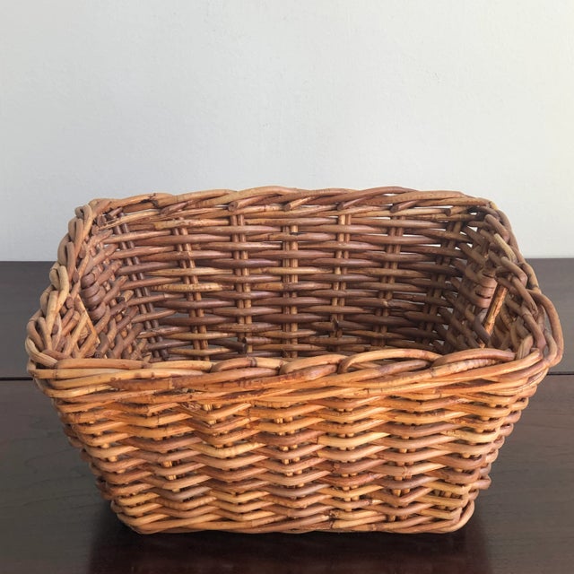 Wood Rustic Vintage Storage Basket For Sale - Image 7 of 12