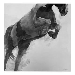 Patsy McArthur, Gateway, Jumping Horse, Charcoal on Panel, 2017 For Sale
