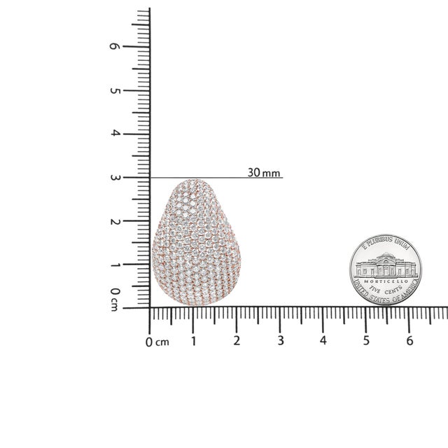 Early 21st Century 18K Rose Gold 13 1/5 Cttw Micro-Pave Diamond Sculptural Design Statement Omega Back Earrings (G-H Color, SI1-SI2 Clarity) For Sale - Image 5 of 5