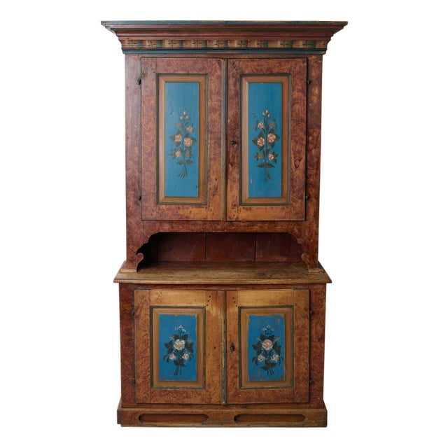 Northern Swedish Country House Cupboard with Original Paint For Sale