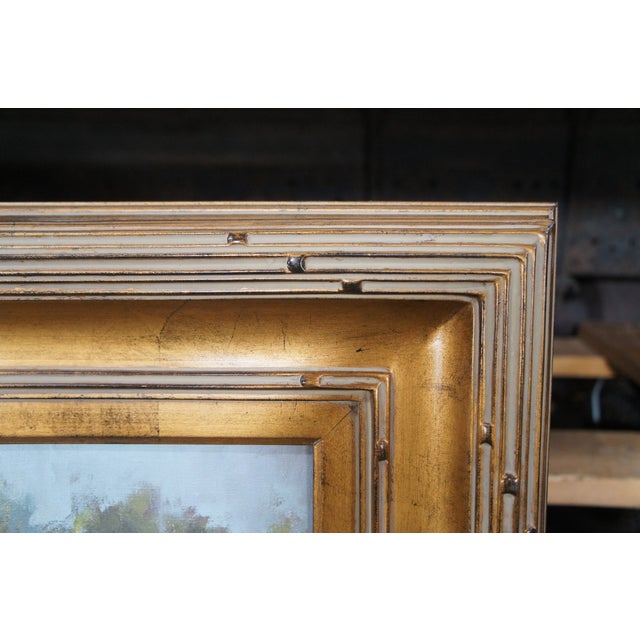 Green Brent Jenson Country Village Landscape Impressionist Oil Painting on Board 34" For Sale - Image 8 of 12