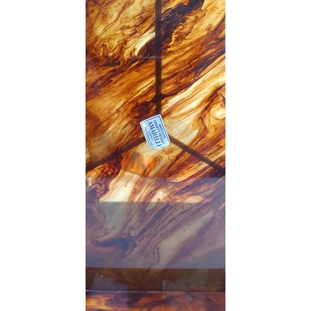 Brown Large Hexagonal Acrylic Glass Container with Turtle Effect, Italy, 1970s For Sale - Image 8 of 18