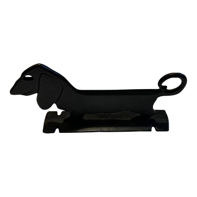 1980s Cast Iron Daschund Heavy Doorstop Sleek Look For Sale