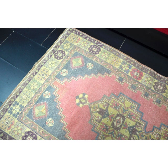 Textile Vintage Faded Turkish Oushak Handmade Rug For Sale - Image 7 of 11