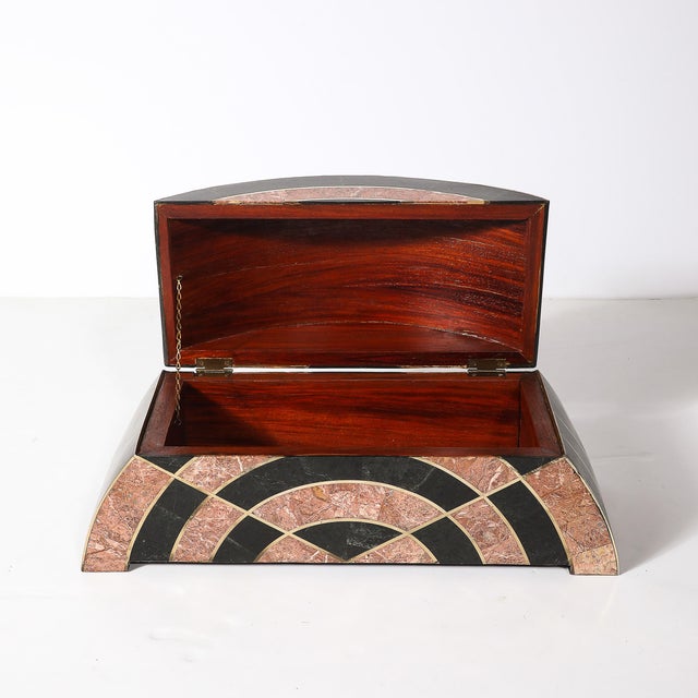 Maitland - Smith Mid-Century Tessellated Marble Demilune Box by Celerie Kemble for Maitland Smith For Sale - Image 4 of 13