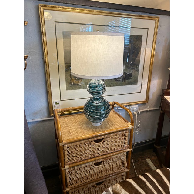 Contemporary William Yeoward Designer Art Glass Alfie Jade Table Lamp For Sale - Image 3 of 11