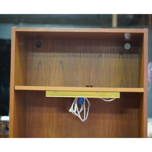Mid 20th Century Danish Modern Bookshelf Teak Two Sections, With a Light Affixed For Sale - Image 9 of 9