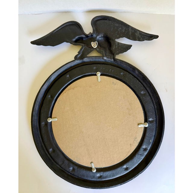 Black Federal Americana Cast Iron Round Mirror With Eagle and Stars For Sale - Image 8 of 8