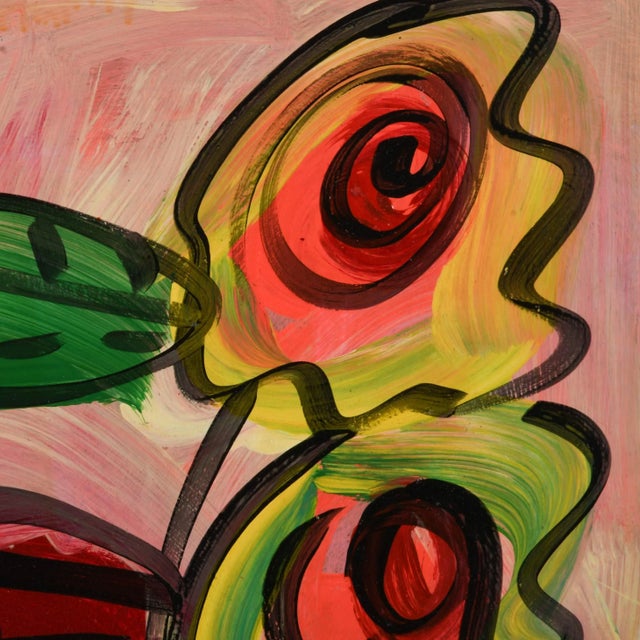 Abstract Expressionism Signed Peter Keil "Flower's II 75" Oil on Masonite For Sale - Image 3 of 5