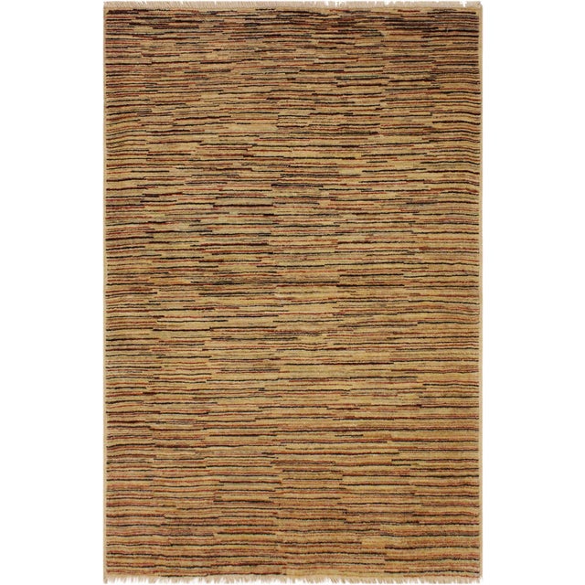 Contemporary Gabbeh Beige/Rust Wool Rug - 4'2'' X 5'9'' For Sale - Image 10 of 10