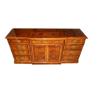 1980s Henredon Aston Court Burl Walnut Sideboard Server Buffet For Sale