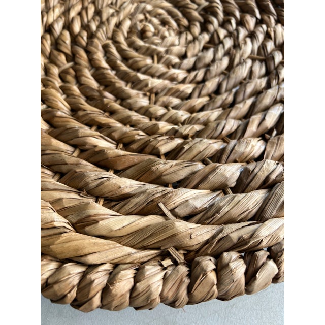 1980s 1980s Large Round Wall Hanging Natural Woven Raffia For Sale - Image 5 of 6