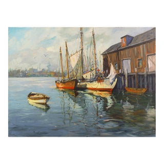 'Cape Cod Harbor' by Casper Hjalmar Amundsen, Sag Harbor, New York, Whaling, Gloucester, Provincetown For Sale