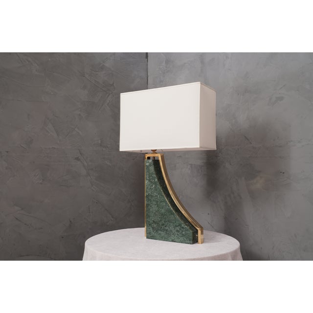 Italian Indian Green Marble and Brass Table Lamp, 2000s For Sale - Image 6 of 12