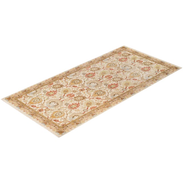 Ivory Vintage Traditional Hand Knotted Wool Runner Rug, Ivory - 6'0" X 12'7" For Sale - Image 8 of 9