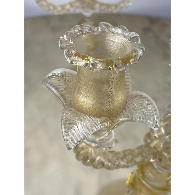 Mid-Century Modern Murano Glass Candelabras in the style of Barovier & Toso, Italy, 1960s, Set of 2 For Sale - Image 3 of 18