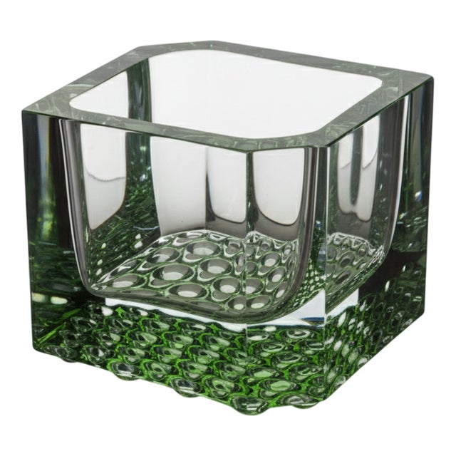 Czechoslovakian Green Square Bowl by Pavel Hlava, 1970s For Sale