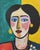 Mid-Century Modern Bold Impressionist Expressionist Woman Portrait Painting Including the Antiqued Gold Wood Frame For Sale - Image 3 of 5