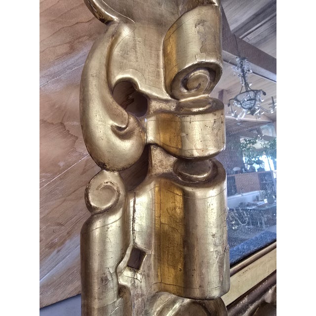 Antique 18th Century Gold Leaf Mirror Carved Wood For Sale - Image 10 of 11