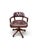 English Swivel Office Chair in Brown Leather and Wood For Sale - Image 6 of 6