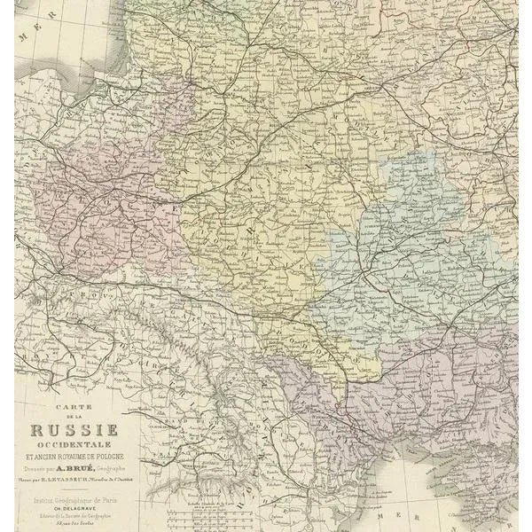 Antique Map of Western Russia by Levasseur, 1875 For Sale - Image 4 of 5