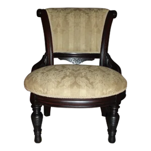 Antique Victorian 19th Century Black Walnut Parlor Chair Slipper Chair