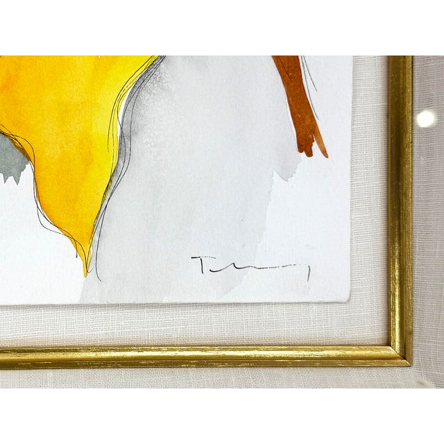 Contemporary Itzchak Tarkay, Quiet Interlude, Hand Signed Original Watercolor on Paper, 23 X 20 In. Framed For Sale - Image 3 of 3