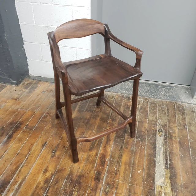 Sculpted Bar Stool in the style of Sam Maloof. These stools are made to order. They take a long time (12 to 16 weeks) to...