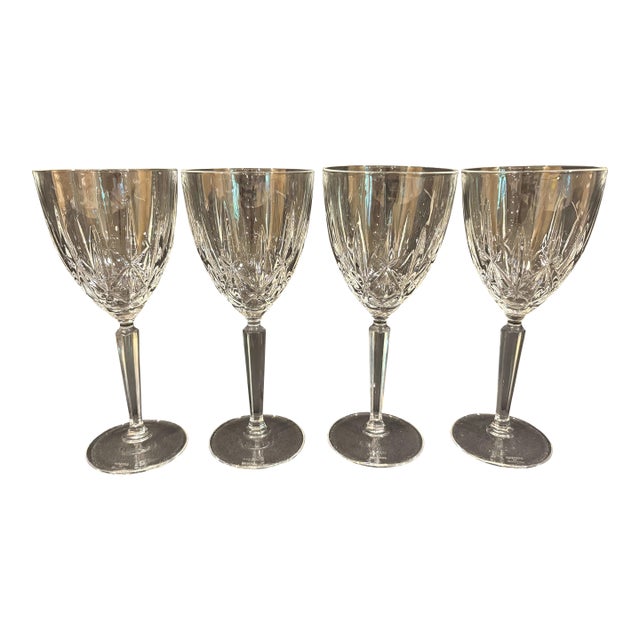 Set of Four Marquis by Waterford Water Goblets in the Sparkle Pattern For Sale