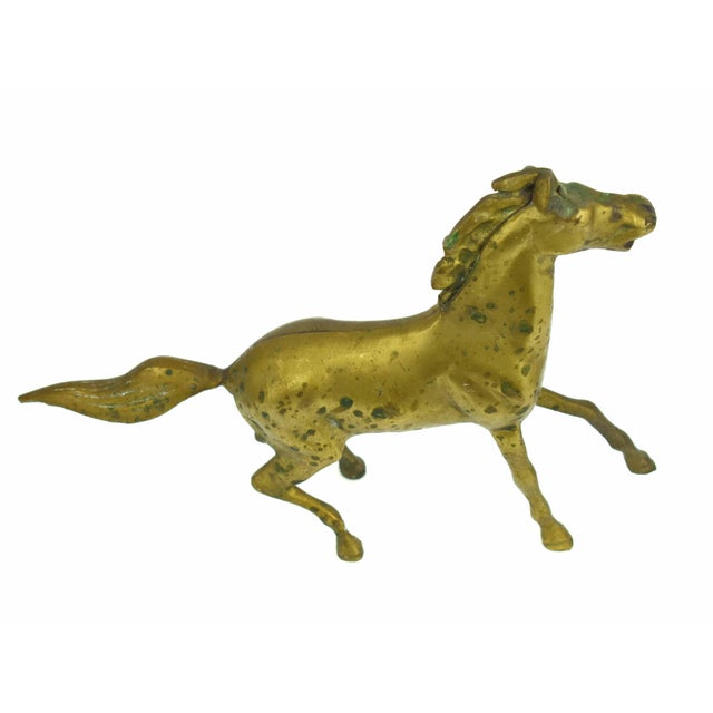 Mid 20th Century Solid Brass Running Stallion Horse Ranch Equestrian Sculpture For Sale - Image 4 of 7