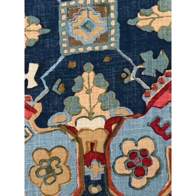Persian Thibaut F910829 Persian Carpet Navy Cotton Fabric 4 1/2 Yards For Sale - Image 3 of 6