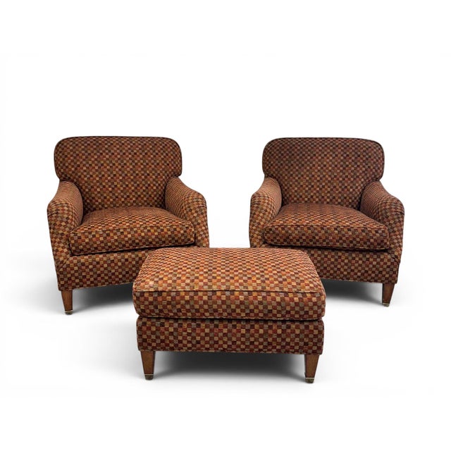 Lewis Mittman Classic Lewis Mittman Lounge Chairs & Ottoman - 3 Piece Set For Sale - Image 4 of 13