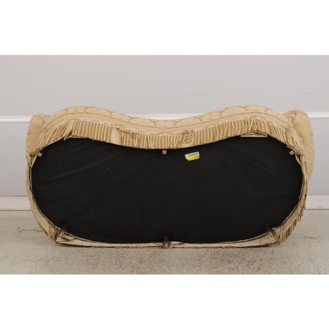 Century Channel Back Upholstered Damask Sofa For Sale - Image 16 of 17