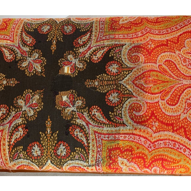 Faux Bamboo Bench With 19Th. C. Cashmere Shawl For Sale - Image 9 of 12